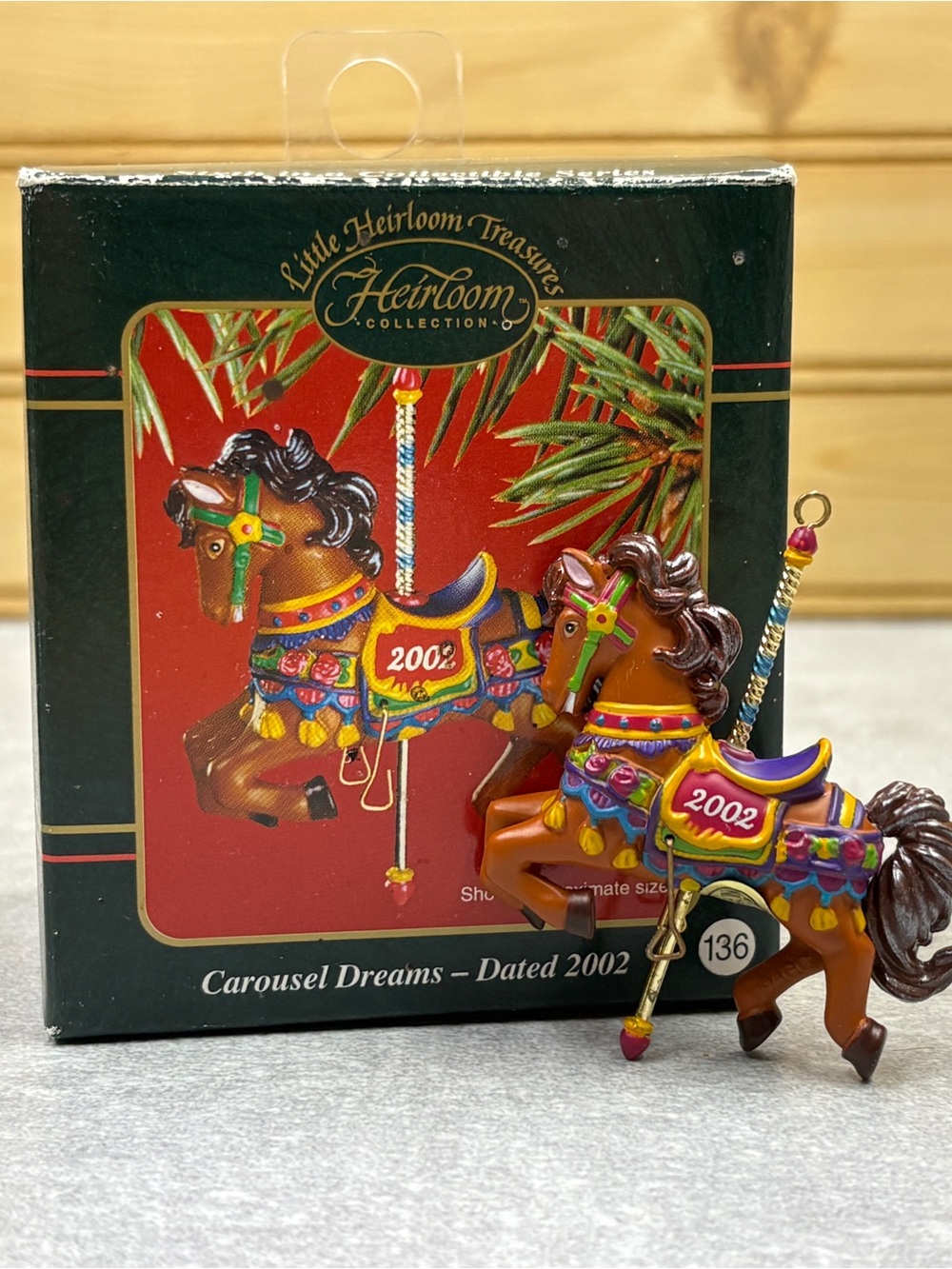 Carlton Cards Brown and Multicolor Carousel Horse Ornament
